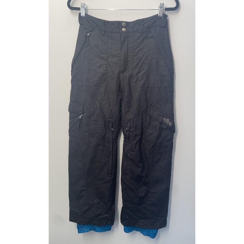 Body Glove Ski Snow Pants Unisex Kids Size 14 Black‎ Blue Trim Winter